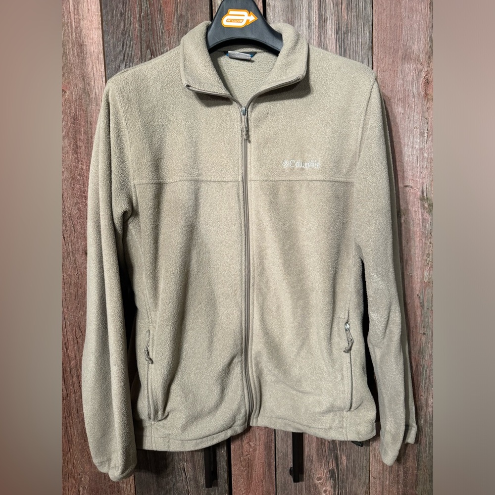 Columbia Fleece Zippered Jacket GUC Mens Large Khaki